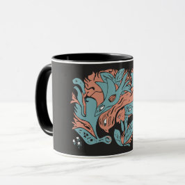 Caneca Aves Estéticas emaranhadas, TWArt, 12-preto