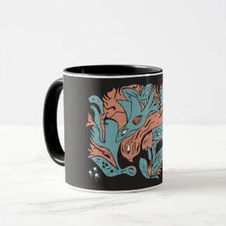Caneca Aves Estéticas emaranhadas, TWArt, 12-preto