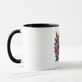 Caneca Aves Vibrantes ao Sol com Flores Tropicais