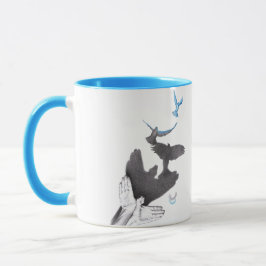 Caneca Aves voadoras Sombra da Mão Ilusões Surreais Elega