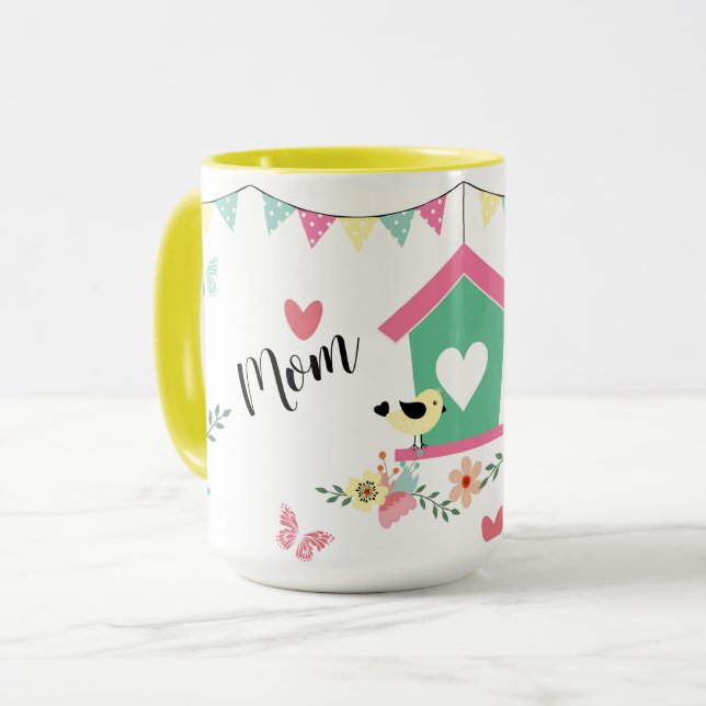 Caneca Aves Whimsical e Aves (Frente Esquerda)