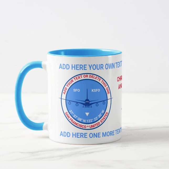 Caneca Aviador, Piloto, Turismo Viajante Personalizável (Esquerda)