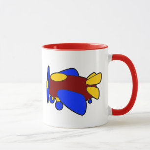 Caneca Avião - Bolo de Cartoon Colorido