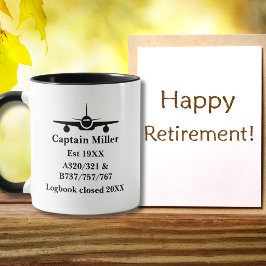 Caneca Avião de Piloto Aposentado Minimalista Preto Perso