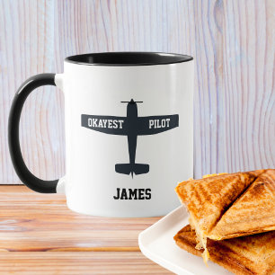 Caneca Avião preto & citação engraçada Piloto Mais ou Men