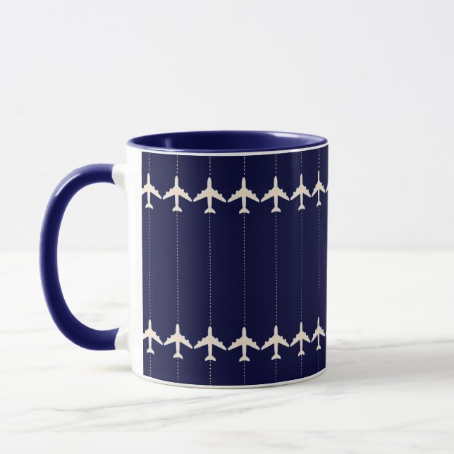Caneca avião viagem com linha pontilhada (Esquerda)