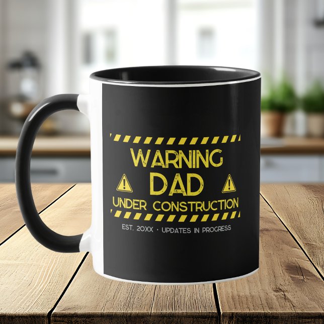Caneca Aviso de Pai em Construção Design (Criador carregado)