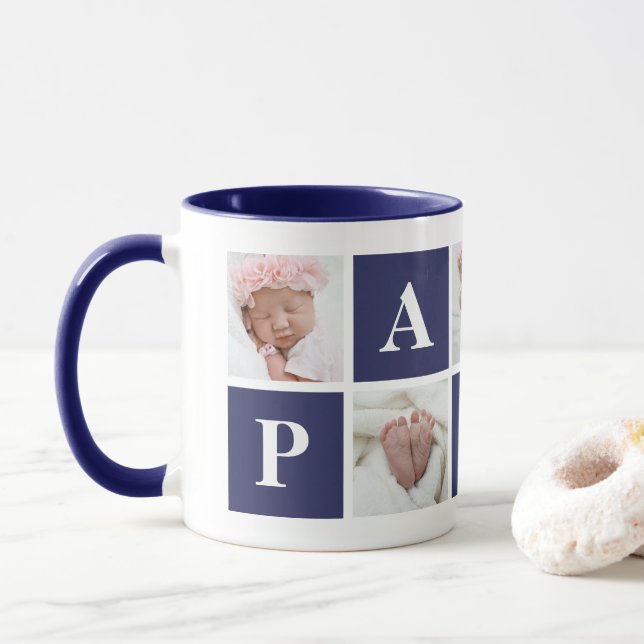Caneca Avô 5 Foto Colagem Papa Mug (Com Donut)