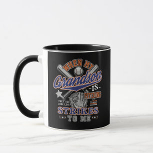 Caneca Avó engraçada de beisebol Avô Neto arremessando