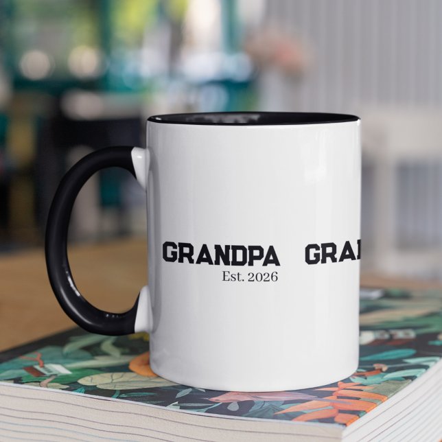 Caneca Avô Fundado texto preto est. ano dois tons (Criador carregado)