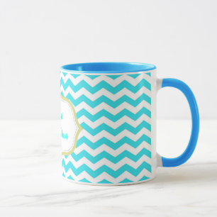 Caneca avó moderna azul aqua chevron melhor