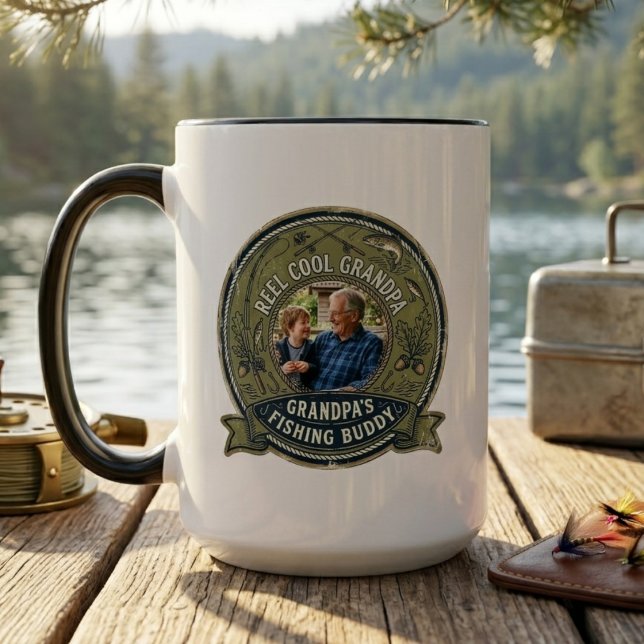 Caneca Avô Sentimental e Neto Amigo de Pesca (Sentimental Grandpa Grandson Fishing Buddy Mug)