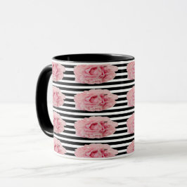 Caneca Avryl Fleur Pink Peony Black Strig