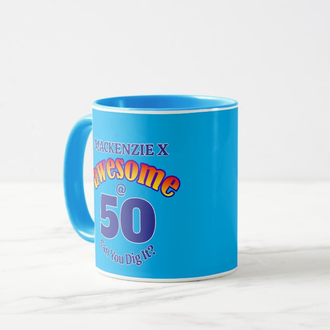 Caneca AWESOME 50 BLUE Birthday (Frente Esquerda)