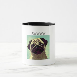 Caneca Awww Cutest Pug Ever Retratos Pug Cartoon