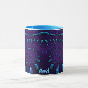 Caneca AXEL ~ GLOSSY 3D Zany Blue Fractal ~