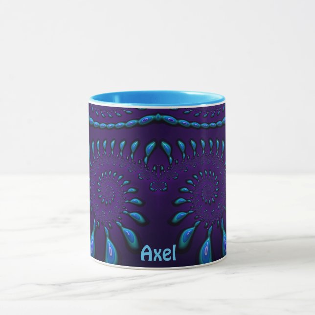 Caneca AXEL ~ GLOSSY 3D Zany Blue Fractal ~ (Centro)