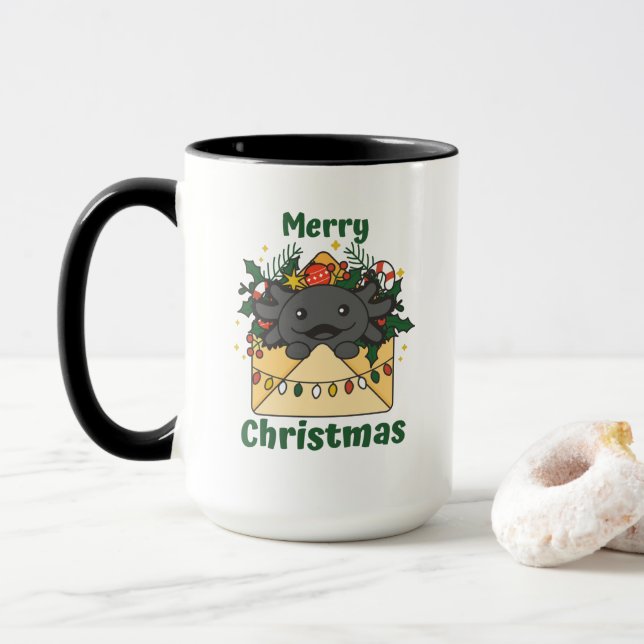 Caneca Axolotl - Letra de Natal Axolotls (Com Donut)