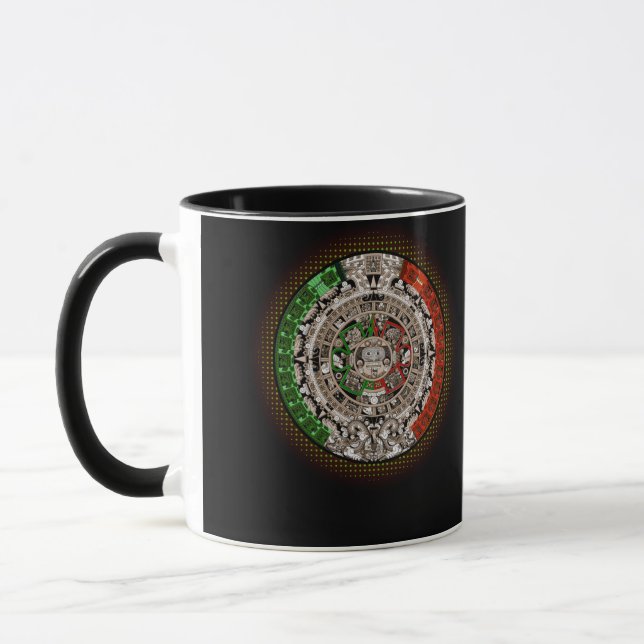 Caneca Aztec Calendar Sun Stone Mexican Art Carving (Esquerda)