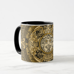 CANECA AZTEC SUN STONE CALENDAR DOURADO SÍMBOLO