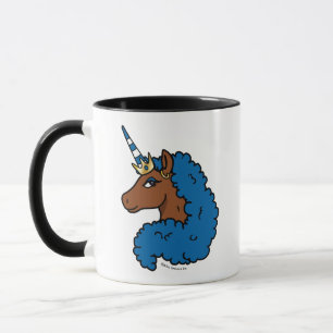 Caneca Azul Afro Unicorn