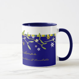 Caneca Azul, azulada de natal e listras obrigado você