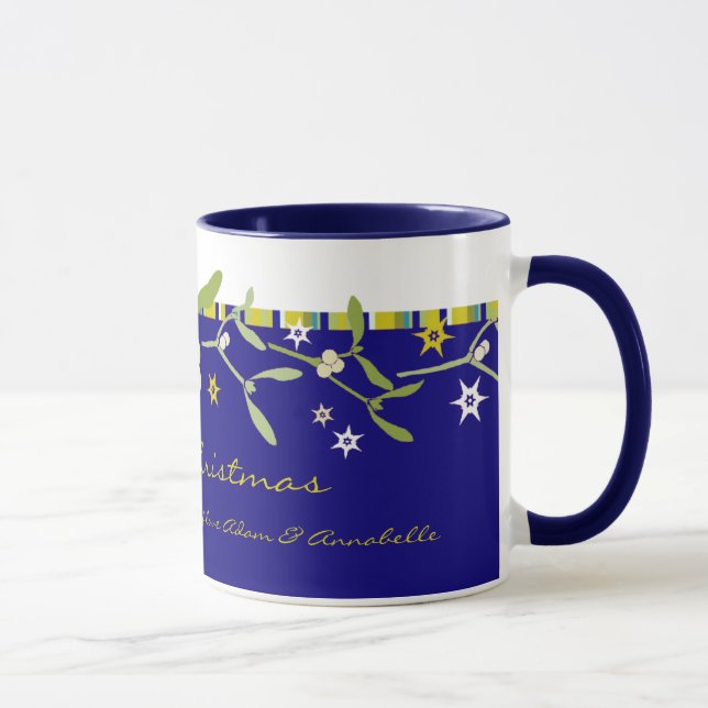 Caneca Azul, azulada de natal e listras obrigado você (Direita)