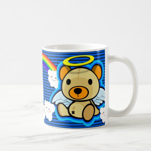 Caneca azul bonito do anjo do urso de ursinho (Direita)