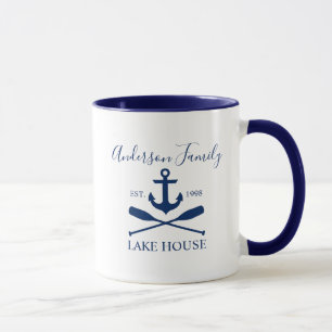 Caneca Azul-branco da família Anchor Oars, Lago Náutico