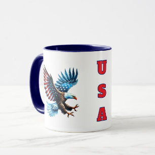 Caneca Azul Branco Vermelho Patriótico Americano