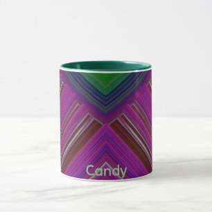 Caneca Azul brilhante 3D brilhante Cor de rosa verde