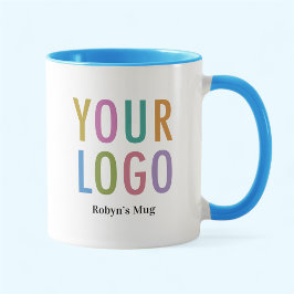 Caneca Azul Céu e Branco Empresa Logotipo Personal
