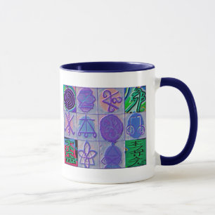 Caneca Azul cura de Havenly dos sinais 12 de Reiki