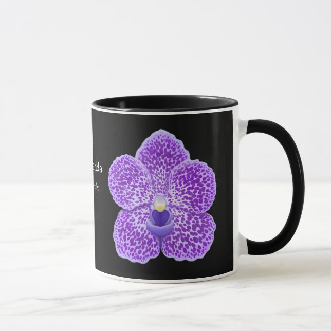 Caneca azul da flor da orquídea de Vanda (Direita)