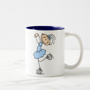 Caneca azul da menina do patinagem no gelo