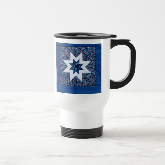 caneca azul da viagem ao trabalho da estrela da (Direita)