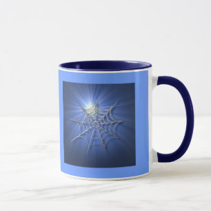Caneca azul da Web de aranha do Sunburst