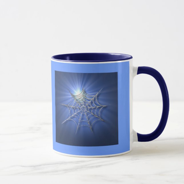 Caneca azul da Web de aranha do Sunburst (Direita)