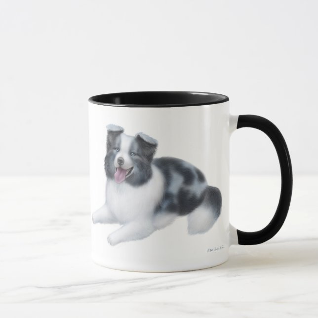Caneca azul de border collie Merle (Direita)