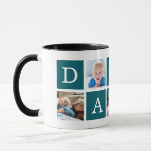 Caneca Azul de Colagem de Fotografias com Bloco de Cor Mí