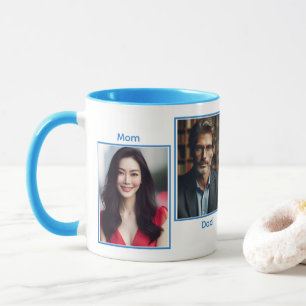 Caneca Azul de colagem simples personalizado de quatro fa