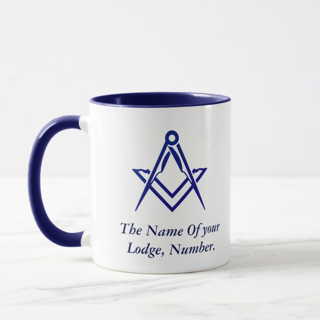Caneca Azul de Compass de maçonaria (Esquerda)