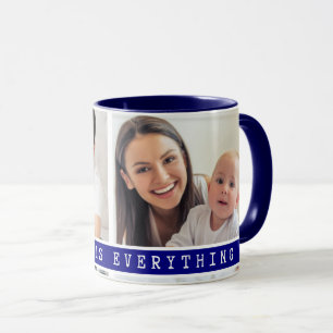 Caneca Azul de Cota Personalizada da Família de Colagem d