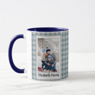 Caneca Azul de Foto Russo da Xadrez Verde da Floresta Xma