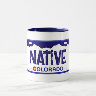 Caneca azul de licença do Colorado nativa