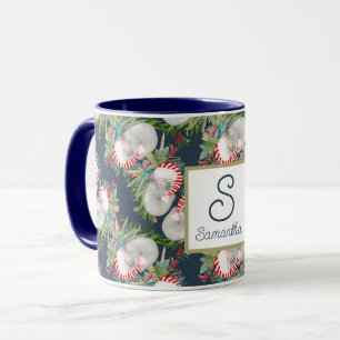 Caneca Azul de Natal Koala Personalizado