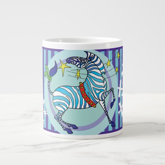 Caneca azul-de-natal Zebra 2018 (Frente)