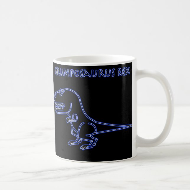 Caneca azul de néon de Grumposaurus Rex (Direita)