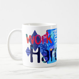 Caneca azul de "Work&Be"