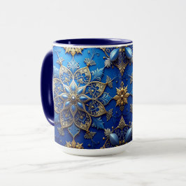 Caneca Azul Decorativa de Feriado